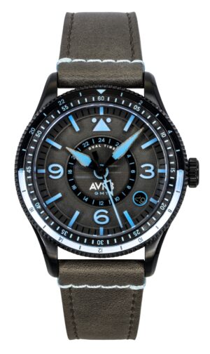 AVI-8 Flyboy Airmaster GMT Leather Strap Grey Dial Automatic AV-4128-05 Men's Watch