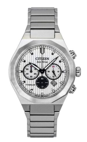 Citizen Zenshin Chronograph Super Titanium White Dial Eco-Drive CA4690-51A 100M Men's Watch