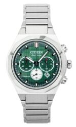 Citizen Zenshin Senkei Chronograph Super Titanium Green Dial Eco-Drive CA4691-59X 100M Men's Watch