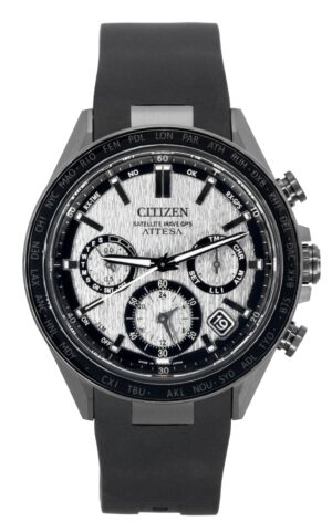 Citizen Attesa Satellite Wave GPS Chronograph Rubber Strap Silver Dial Eco-Drive CC4055-14H 100M Men's Watch