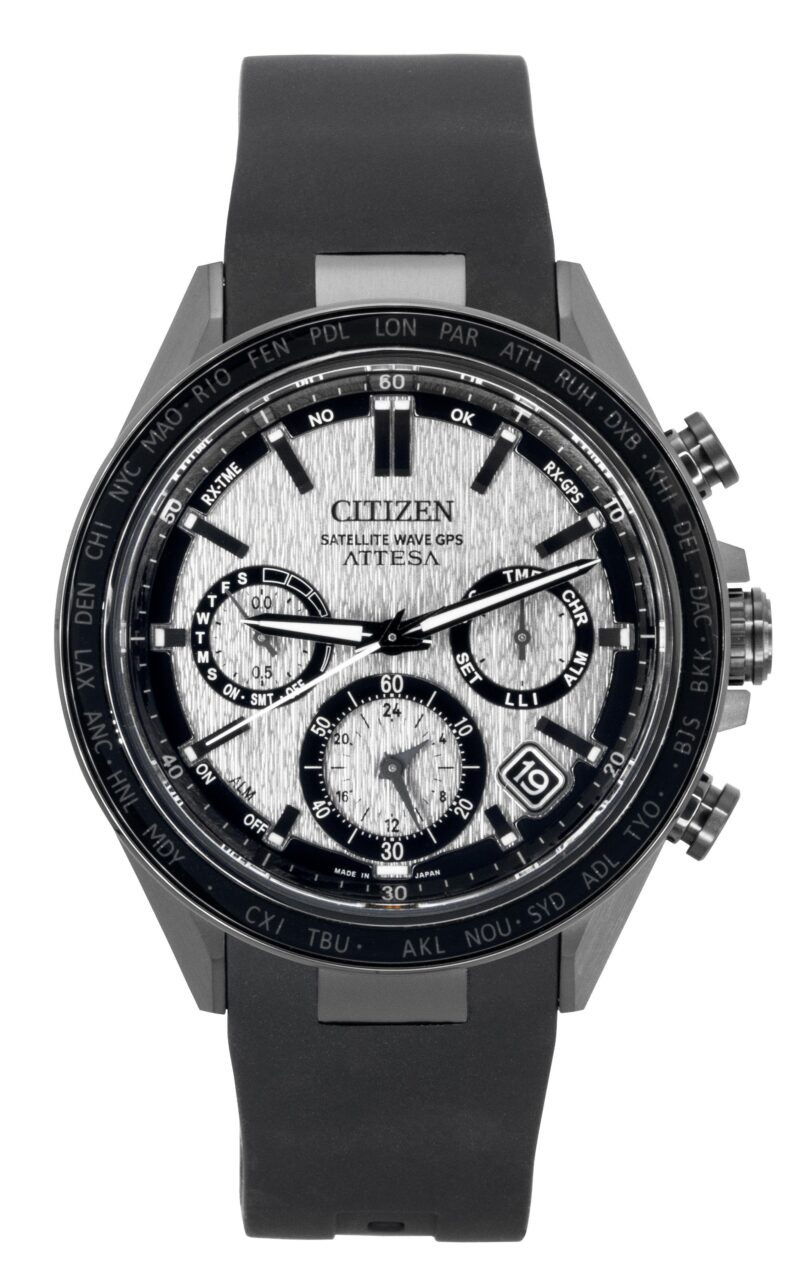 Citizen Attesa Satellite Wave GPS Chronograph Rubber Strap Silver Dial Eco-Drive CC4055-14H 100M Men's Watch