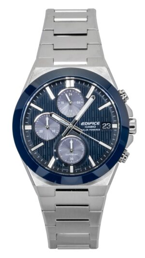 Casio Edifice Analog Chronograph Stainless Steel Blue Dial Solar EFS-S650D-2A 100M Men's Watch