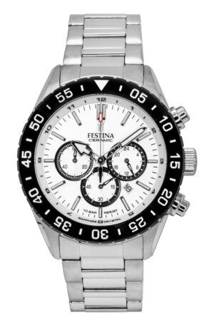 Festina Ceramic Chronograph Stainless Steel White Dial Quartz F20575-1 100M Men's Watch