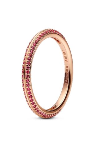 Pandora Me Red Pave Ring With 14K Rose Gold Plated P-189679C02-54 For Women