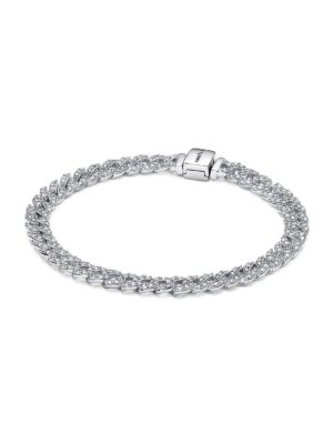 Pandora Timeless Pave Cuban Chain Bracelet With Clear Cubic Zirconia P-593008C01-18 For Women