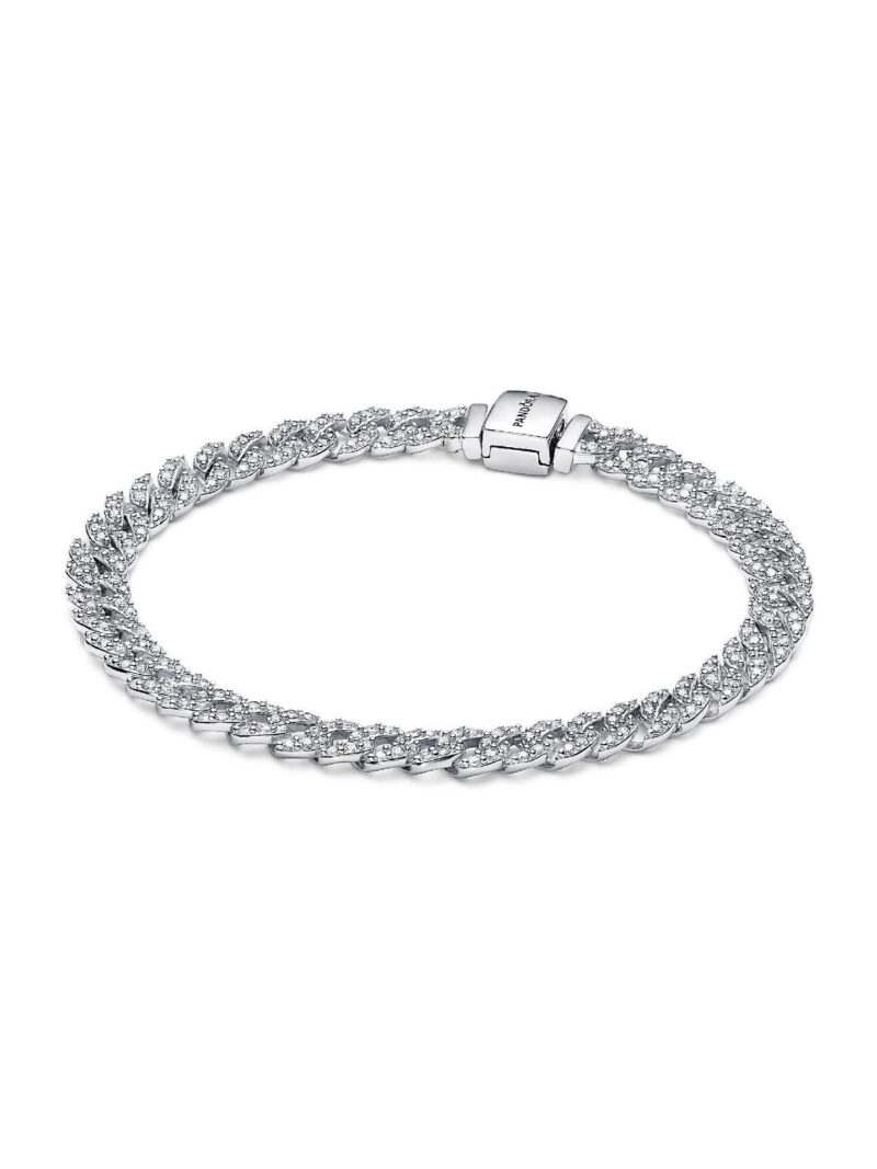 Pandora Timeless Pave Cuban Chain Bracelet With Clear Cubic Zirconia P-593008C01-18 For Women