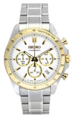 Seiko Spirit Chronograph Stainless Steel White Dial Quartz SBTR024 100M Men's Watch