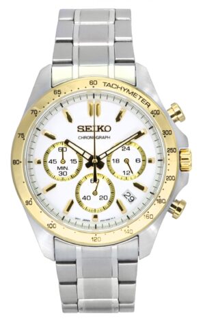 Seiko Spirit Chronograph Stainless Steel White Dial Quartz SBTR024 100M Men's Watch