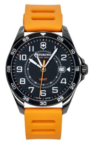 Victorinox Fieldforce GMT Rubber Strap Matt Black Dial Quartz 241897 100M Men's Watch