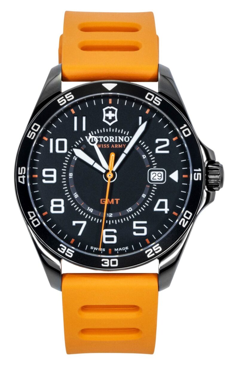 Victorinox Fieldforce GMT Rubber Strap Matt Black Dial Quartz 241897 100M Men's Watch