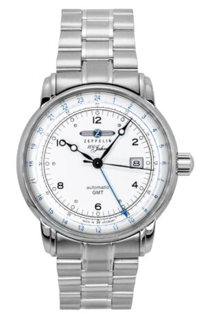 Zeppelin 100 Jahre GMT Stainless Steel Silver Dial Automatic 8666MB1 Men's Watch