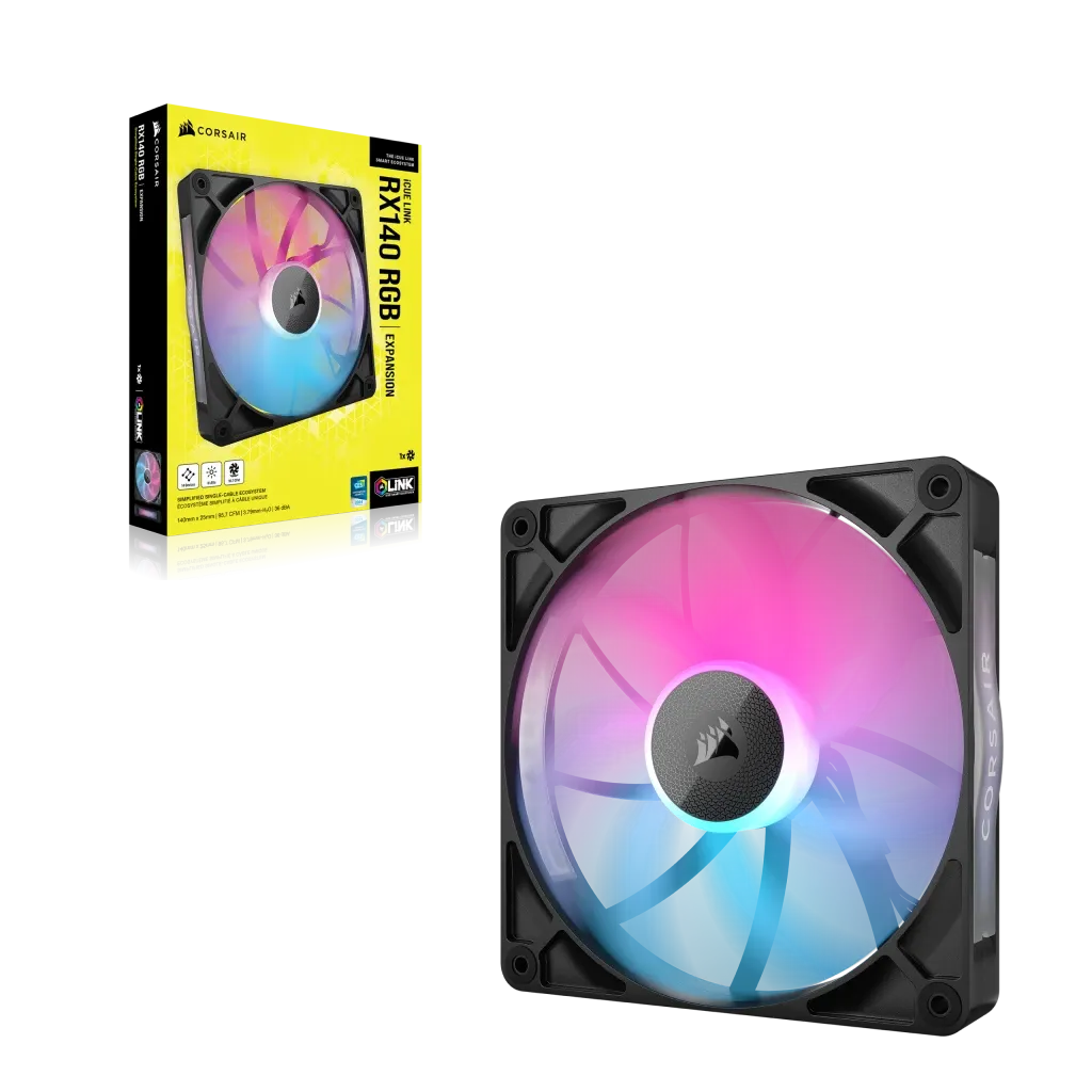 Corsair RX Series; iCUE LINK RX140; 140mm Fan; Single Pack. (CO-9051019-WW) 5 Corsair RX Series; iCUE LINK RX140; 140mm Fan; Single Pack. (CO-9051019-WW) - Image 5
