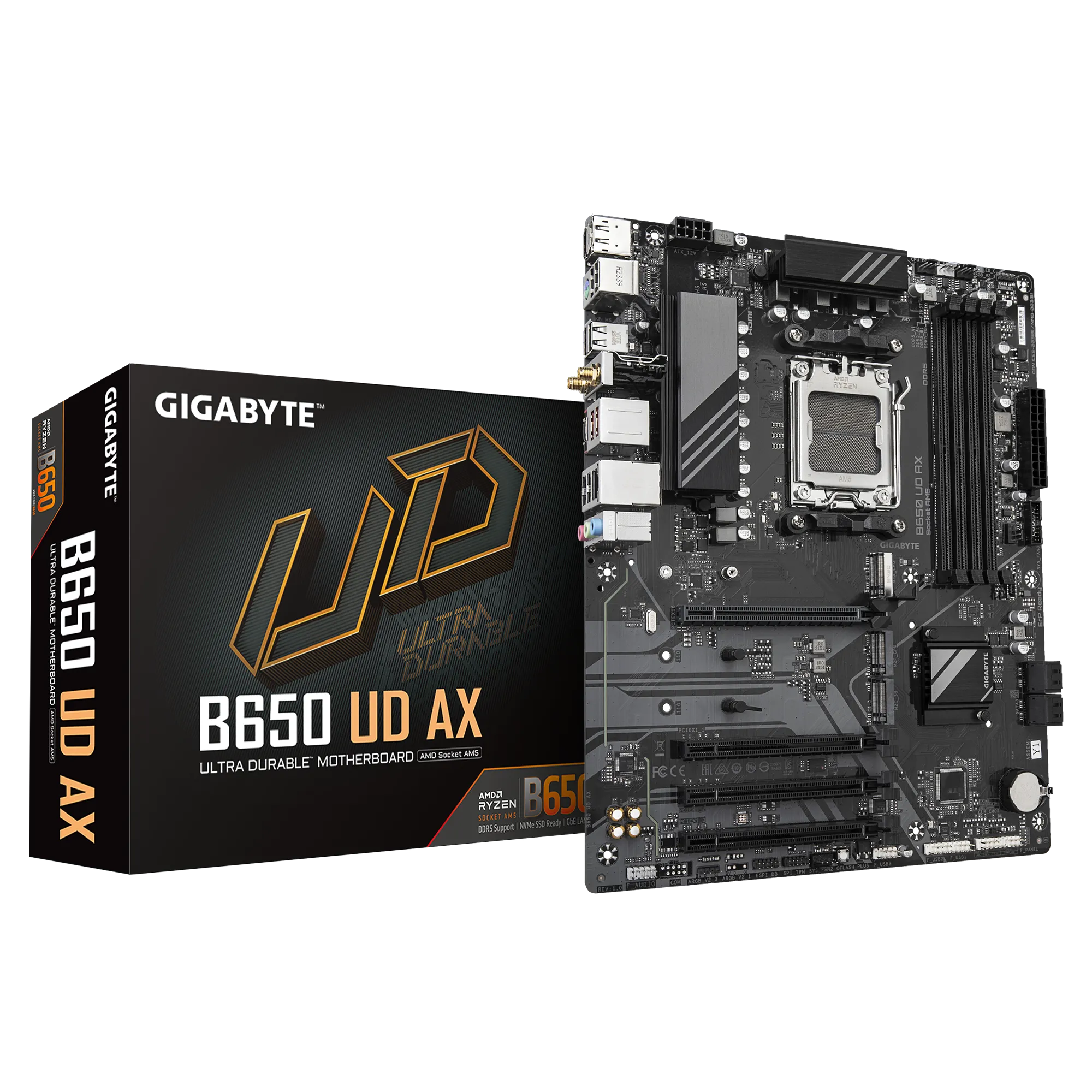 GIGABYTE AMD B650 UD for AMD AM5; 4x Dual DDR5; 3x M2; HDMI; DP. (GA-B650-UD-AX) 1 GIGABYTE AMD B650 UD for AMD AM5; 4x Dual DDR5; 3x M2; HDMI; DP. (GA-B650-UD-AX)