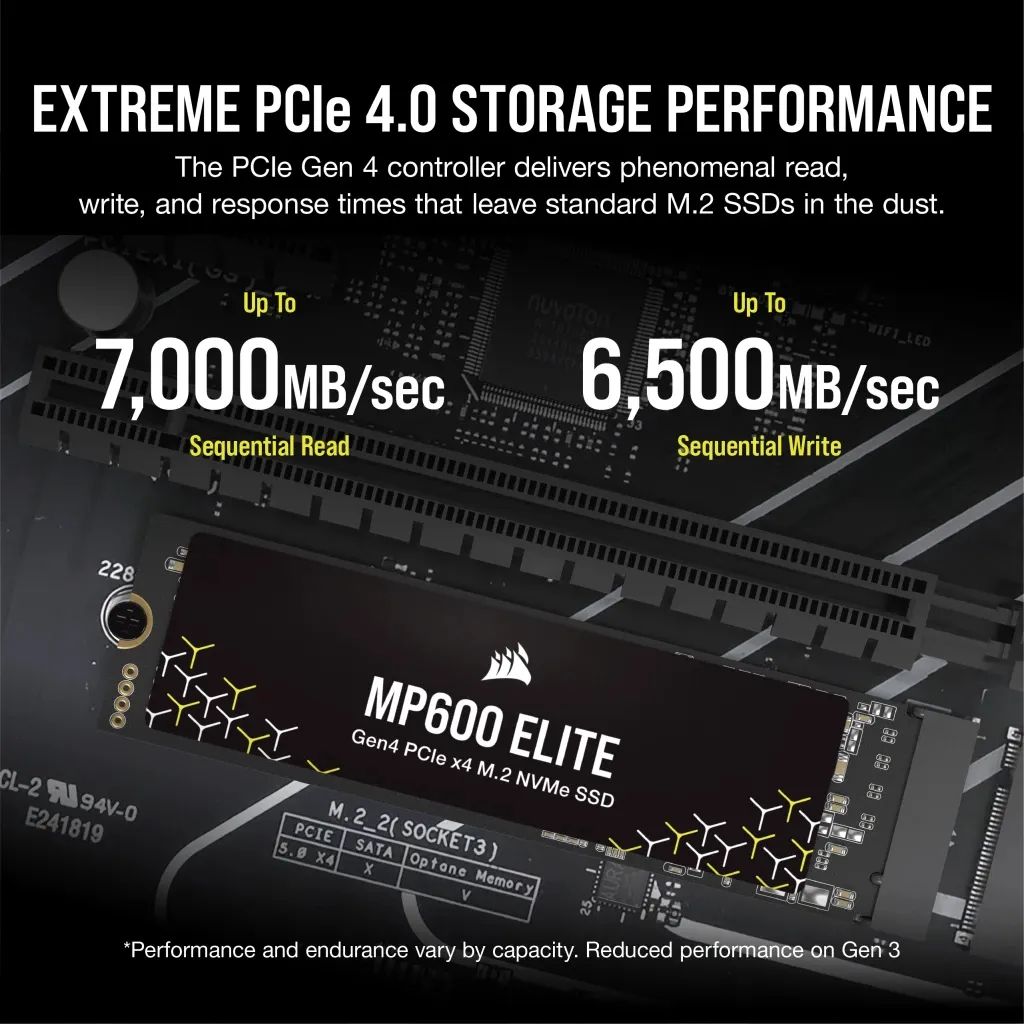Corsair MP600 ELITE 2TB Gen4 PCIe x4 NVMe M.2 SSD (no heatsink); Read Up To 7000MB/s; Write up to 6500MB/s (CSSD-F2000GBMP600ENH) 25 Corsair MP600 ELITE 2TB Gen4 PCIe x4 NVMe M.2 SSD (no heatsink); Read Up To 7000MB/s; Write up to 6500MB/s (CSSD-F2000GBMP600ENH) - Image 25