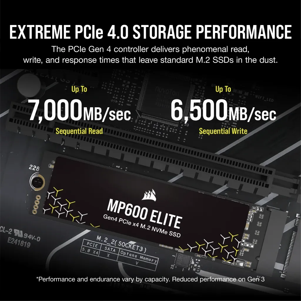 Corsair MP600 ELITE 2TB Gen4 PCIe x4 NVMe M.2 SSD (no heatsink); Read Up To 7000MB/s; Write up to 6500MB/s (CSSD-F2000GBMP600ENH) 26 Corsair MP600 ELITE 2TB Gen4 PCIe x4 NVMe M.2 SSD (no heatsink); Read Up To 7000MB/s; Write up to 6500MB/s (CSSD-F2000GBMP600ENH) - Image 26
