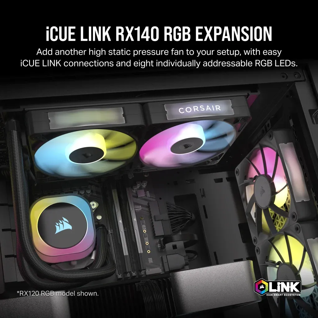 Corsair RX Series; iCUE LINK RX140; 140mm Fan; Single Pack. (CO-9051019-WW) 9 Corsair RX Series; iCUE LINK RX140; 140mm Fan; Single Pack. (CO-9051019-WW) - Image 9