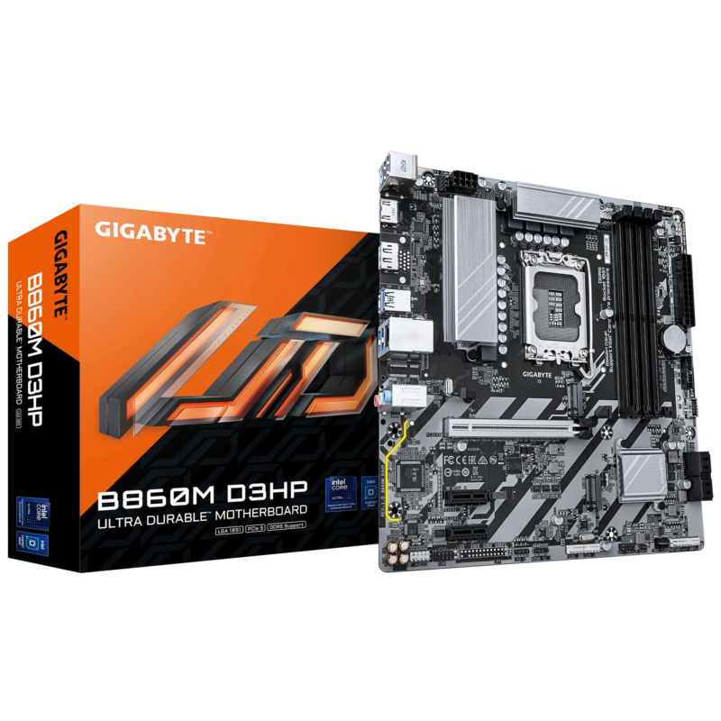 GIGABYTE Intel® B860 Chipset for LGA 1851; 4x DDR5; 2x M2; HDMI/DP; mATX. (GA-B860M-D3HP) GIGABYTE Intel® B860 Chipset for LGA 1851; 4x DDR5; 2x M2; HDMI/DP; mATX. (GA-B860M-D3HP)