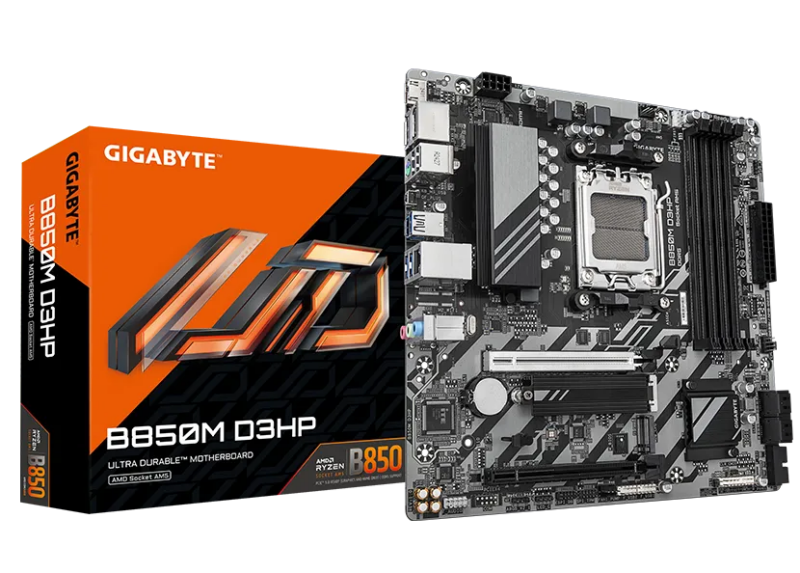 GIGABYTE AMD B850 Gaming Chipset for AMD AM5; 4x Dual DDR5; 2x M2; 1x HDMI 2x DP. . (GA-B850M-D3HP) GIGABYTE AMD B850 Gaming Chipset for AMD AM5; 4x Dual DDR5; 2x M2; 1x HDMI 2x DP. . (GA-B850M-D3HP)