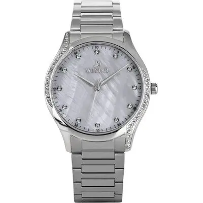 Westar Zing Crystal Accents Stainless Steel White Mother Of Pearl Dial Quartz 00127STN111 Women's Watch