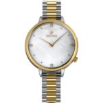 Westar Zing Crystal Accents Two Tone Stainless Steel White Mother Of Pearl Dial Quartz 00135CBN111 Women's Watch