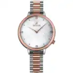 Westar Zing Crystal Accents Two Tone Stainless Steel White Mother Of Pearl Dial Quartz 00135SPN611 Women's Watch