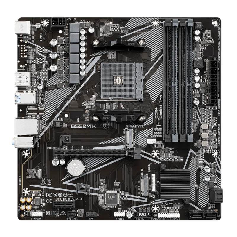 GIGABYTE AMD B550 Chipset for AMD AM4; 4x Dual DDR4; 2x M2; HDMI; DP; mATX