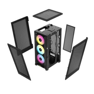 Corsair iCUE 2000D RGB AIRFLOW Black Mini-ITX PC Case; 3x 2.5'' Drive Bays; Up to 360mm Radiator compatible; 2x 120mm fan incl (CC-9011246-WW)