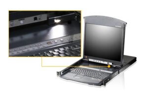 8-port 17'' Dual Rail LCD IP Cat5 KVM - D.Rail LCD KVM IP SW. W/(USKB/SPKB)/W/(US/EU) CORD