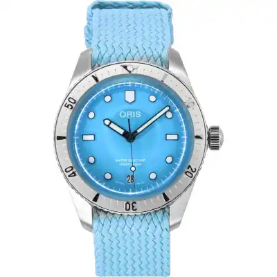 Oris Divers Sixty-Five Cotton Candy Textile Strap Blue Dial Automatic 01-733-7771-4055-07-3-19-02S 100M Unisex Watch