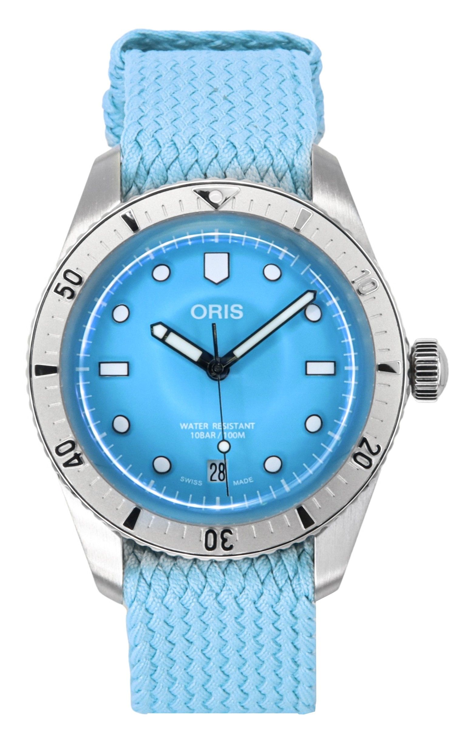 Oris Divers Sixty-Five Cotton Candy Textile Strap Blue Dial Automatic 01-733-7771-4055-07-3-19-02S 100M Unisex Watch