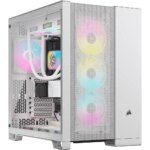 6500D Airflow White Tempered Glass Mid-Tower; 2x 3.5'' |  2x 2.5'' Drive Bays; Up to 360mm Radiator compatible