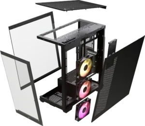 3500X RGB Mid-Tower Black PC Case; 2x 3.5'' |  2x 2.5'' Drive Bays; Up to 360mm Radiator compatible; 3x 120mm fan incl