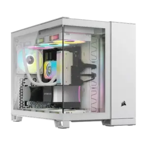 Corsair 2500X RGB Micro ATX White Dual Chamber PC Case; 2x 3.5'' |  2x 2.5'' Drive Bays; Up to 360mm Radiator; 2x 120mm fan incl