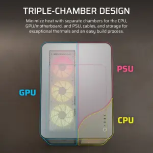 AIR 5400 LX-R RGB iCUE LINK Triple Chamber Mid-Tower PC Case ;3x Fans included;2x 2.5'' ; 1x 3.5''; White