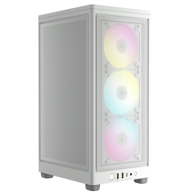 iCUE 2000D RGB AIRFLOW White Mini-ITX PC Case; 3x 2.5'' Drive Bays; Up to 360mm Radiator compatible; 2x 120mm fan incl