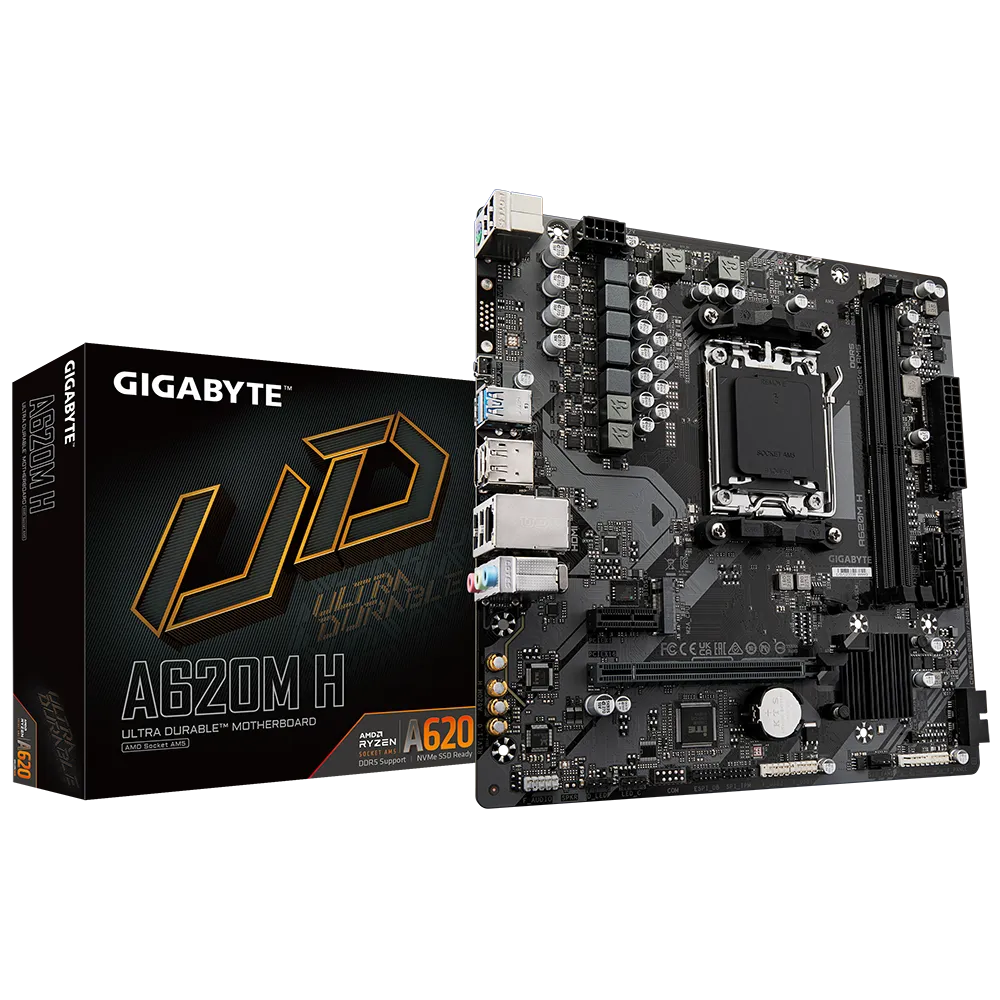 GIGABYTE AMD A620 Chipset for AMD AM5; 2x Dual DDR5; 1x M2; HDMI; DP; mATX.