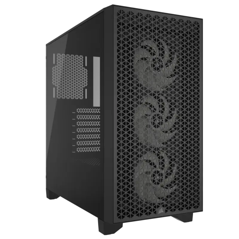 3000D RGB AIRFLOW Black Mid-Tower PC Case; 2x 3.5'' | 2x 2.5'' Drive Bays; Up to 360mm Radiator compatible; 3x 120mm fan incl