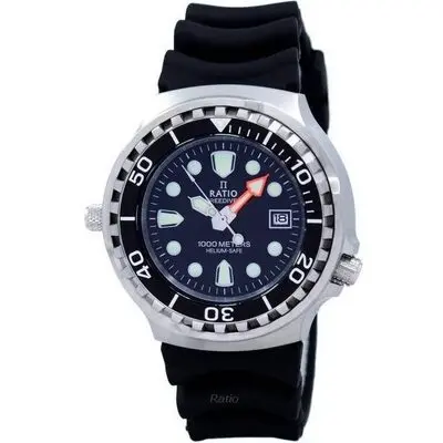Ratio FreeDiver Helium Safe 1000M Sapphire Quartz 1038EF102V Men's Watch