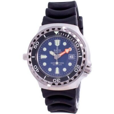 Ratio 2nd Generation Free Diver Helium-Safe Quartz 1038EF102V-BLU-V02 1000M Men's Watch