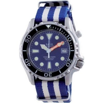 Ratio Free Diver Helium Safe Nylon Automatic Diver's 1066ke20-33va-blu-var-nato2 1000m Men's Watch
