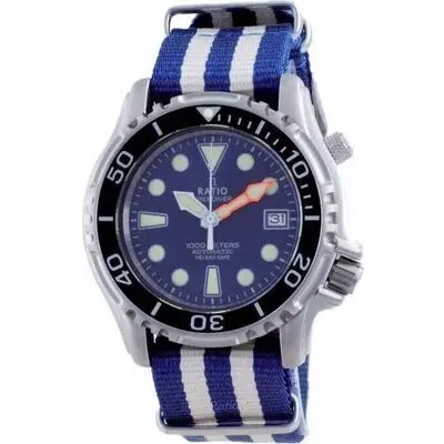 Ratio Free Diver Helium Safe Nylon Automatic Diver's 1066KE20-33VA-BLU-var-NATO2 1000M Men's Watch