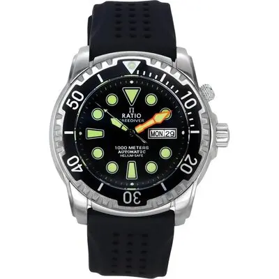 Ratio FreeDiver Version 02 Helium Safe 1000M Sapphire Automatic Black Dial 1068HA90-34VA-BLK-V02 Men's Watch
