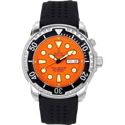 Ratio FreeDiver Version 02 Helium Safe 1000M Sapphire Automatic Orange Dial 1068HA90-34VA-ORG-V02 Men's Watch