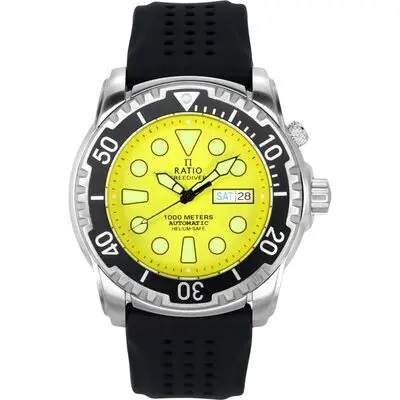 Ratio FreeDiver Version 03 Helium Safe 1000M Automatic Yellow Dial 1068HA90-34VA-YLW-V03 Men's Watch