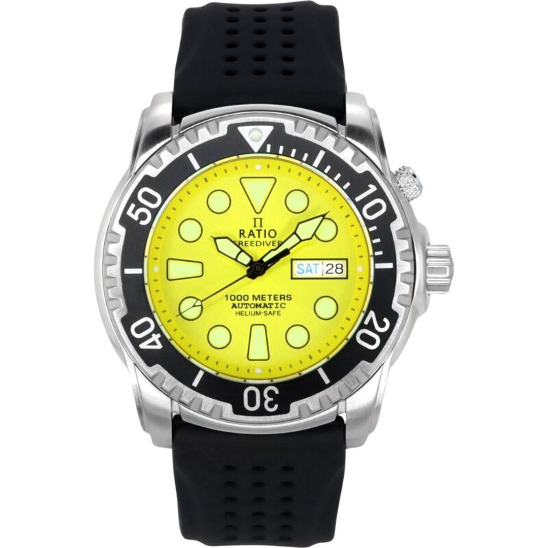 Ratio FreeDiver Version 03 Helium Safe 1000M Automatic Yellow Dial 1068HA90-34VA-YLW-V03 Men's Watch Ratio FreeDiver Version 03 Helium Safe 1000M Automatic Yellow Dial 1068HA90-34VA-YLW-V03 Men's Watch