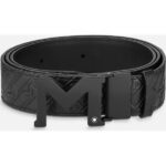 Montblanc Leather M Buckle Embossed Reversible Leather Belt (129443) Men FASHION ACCESSORIES