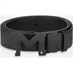 Montblanc Leather M Buckle Embossed Reversible Leather Belt (129443) Men FASHION ACCESSORIES