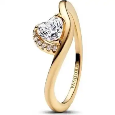 Pandora Jewelry Wavy Heart Ring (163660C01-56) Women JEWELRY