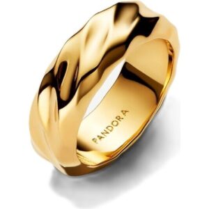 Pandora Jewelry Rippled Wide Band Ring (163886C00-54) Women JEWELRY