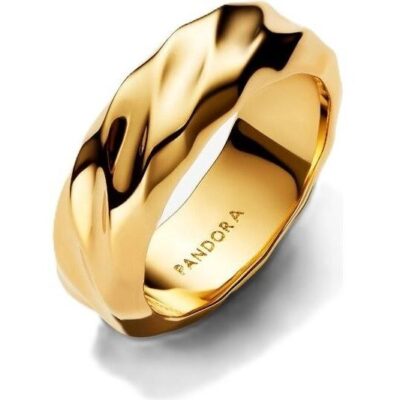 Pandora Jewelry Rippled Wide Band Ring (163886C00-54) Women JEWELRY